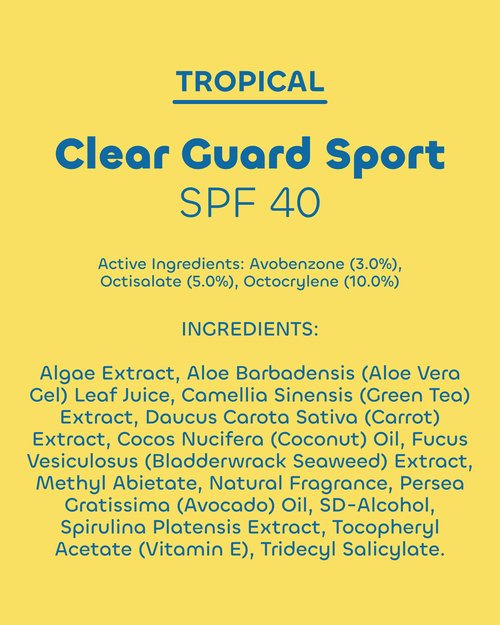 Seaweed Bath Co. Clear Guard SPF 40 Sport Broad Spectrum Sunscreen - Quick Dry, Air-Powered Spray - Natural Tropical Scent - With Sustainably Harvested Seaweed, Aloe, Avocado Oil - 6 oz