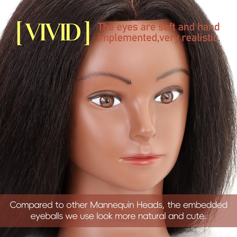 YODIDI Mannequin Head with 100% Human Hair, Manikin Head Human Hair Cosmetology Doll Head for Hair Styling Hairdresser Practice Braiding with Table Clamp Stand and Tools (16 inch)