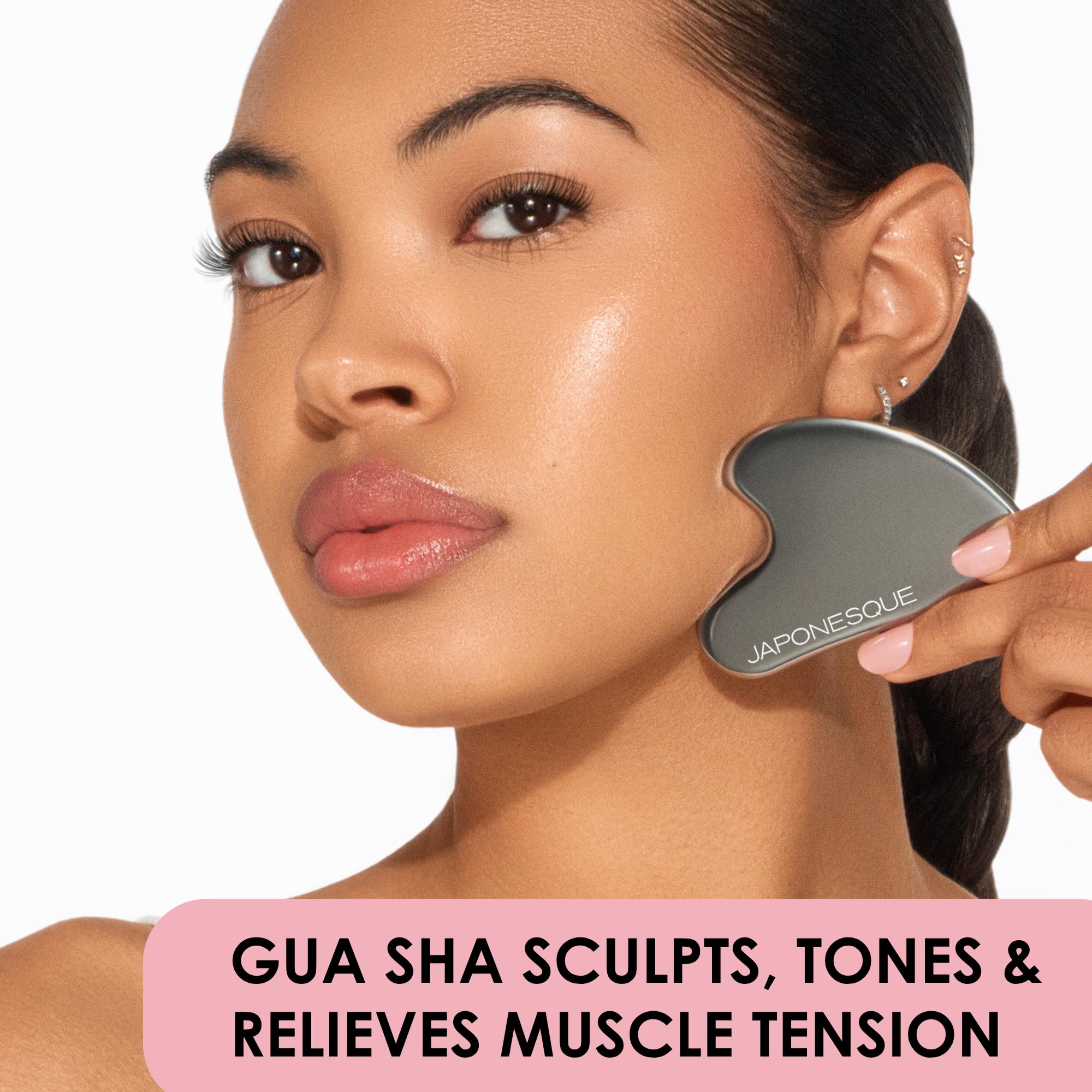 JAPONESQUE SKINTherapy Contouring Facial Tool V Roller for Lymphatic Drainage, Facial Massage, Relieves Tension and Improves Absorption of Skin Care Products