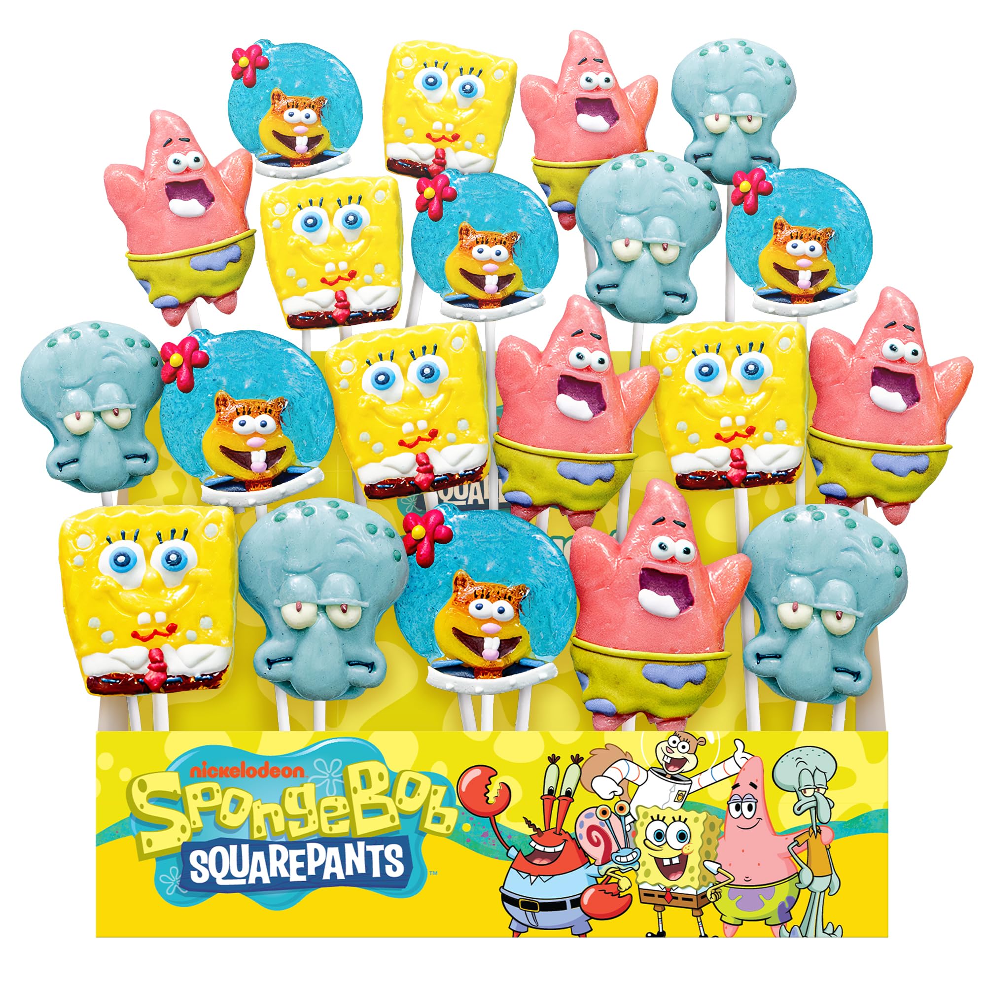 SpongeBob Jumbo Lollipops by Bubblegum Kids | Stocking Stuffers, Holiday Candy, Party Favors | Hand Crafted Lollipops with Natural Colors & Flavors | Individually Wrapped Jumbo Pops | 20 Pack