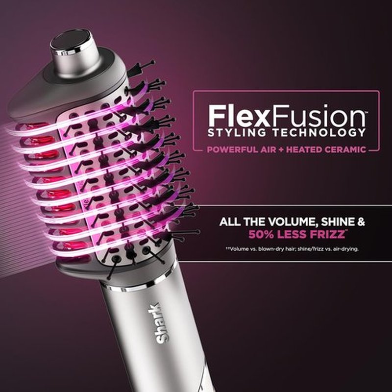 Shark FlexFusion Hair Dryer - Ceramic Air Styler with Diffuser & Auto-Wrap Curlers | Metallic Mist HD642
