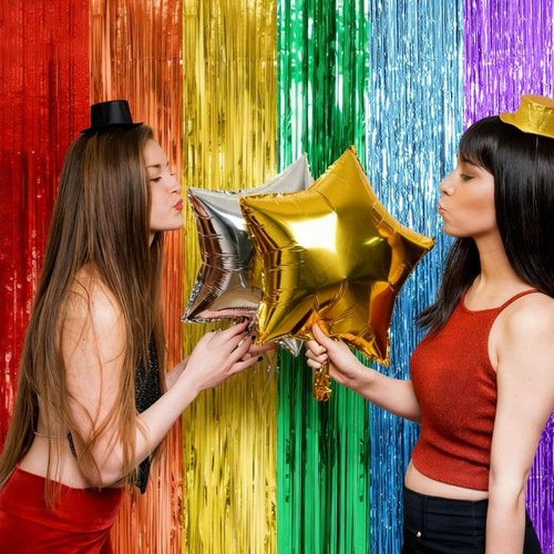 Regine Switzerland 5 Pack Rainbow Backdrop - Colorful Tinsel Curtain Party Decorations for Events
