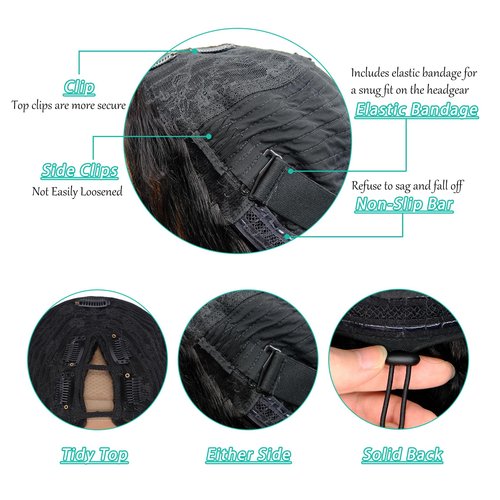 Prtyopp V Part Wig Human Hair Body Wave Glueless No Leave Out Upgrade 18 Inch U Part Wigs Human Hair Clip In Half Wigs 100% Real Human Hair Elastic Drawstring For Women 180% Density Nutural