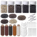 Fedmut 2500 PCS Extension Beads, Hair Extension Micro Beads, 5 Rolls Sewing Threads, 5 Metal Hair Clips, Hair Extension Kit for Hair Extensions Hand Sewing Wig DIY Craft