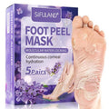 Foot Peeling Mask 5 Pairs - Foot Mask for Dry Cracked Feet, Feet Peeling Masks that Remove Dead Skin for Soft Heels (Lavender)