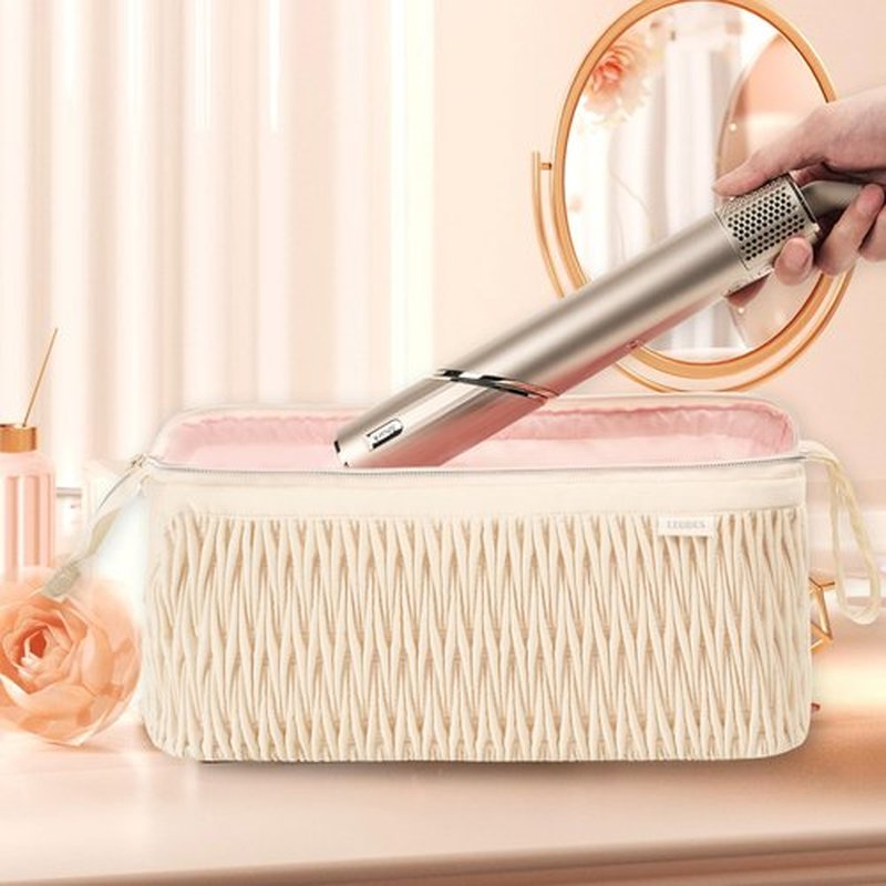 Leudes Dyson Airwrap Travel Case for Shark Hair Dryer Airstraight Flex Style Hair Attachment Tool Organizer Accessories Air Wrap Flat Curling Iron Carrying Case (Beige)