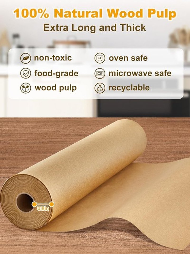 SMARTAKE Non-Stick Parchment Paper Roll - 15 in x 242 ft | Heavy Duty Baking Sheets with Slide Cutter