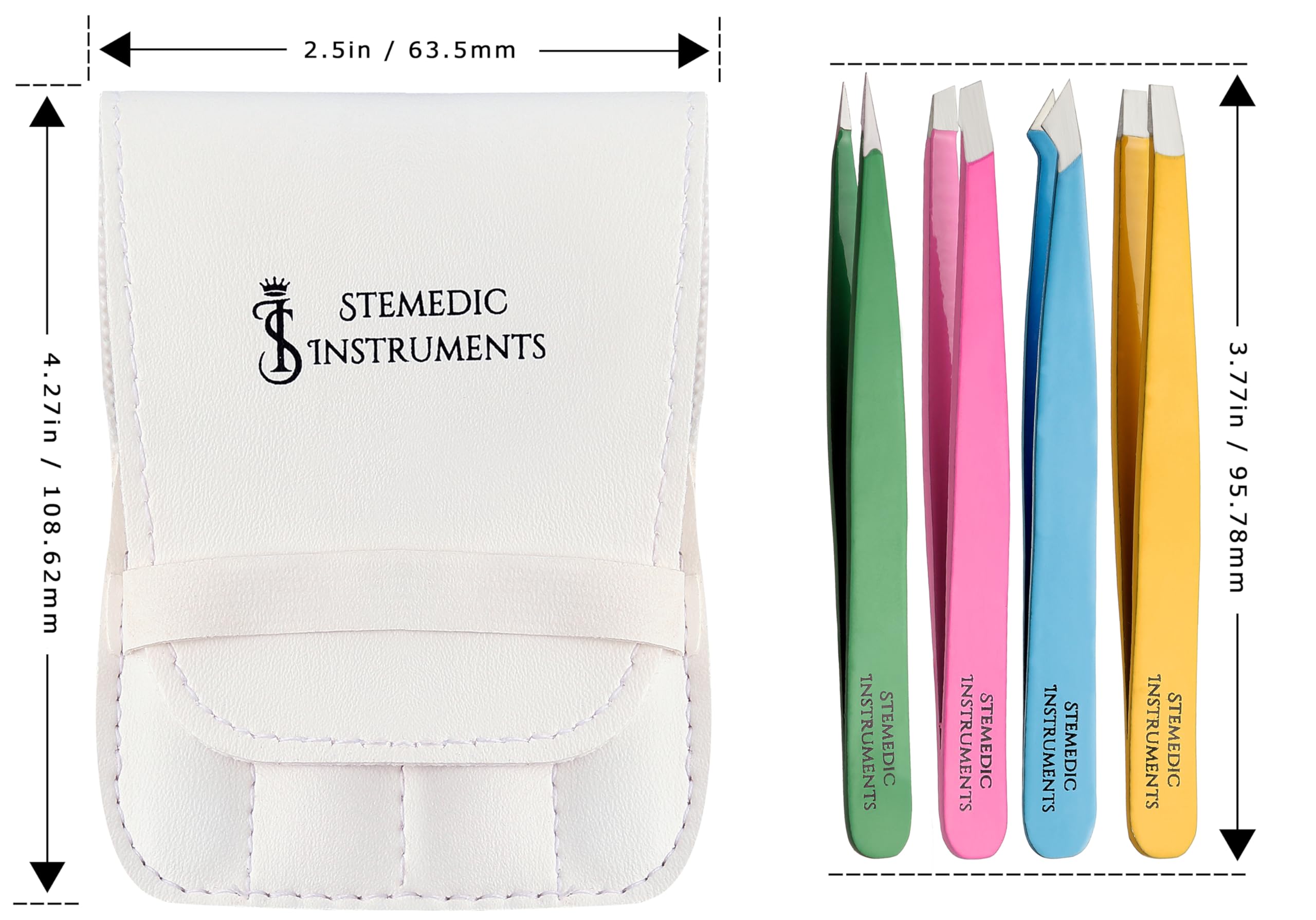 Eyebrow Tweezers Set- Professional Multicolor Tweezers for Women & Men – High Precision Tweezer Set for Facial Hair, Eyebrow Grooming, Ingrown Hair & Splinter Removal with Travel Case