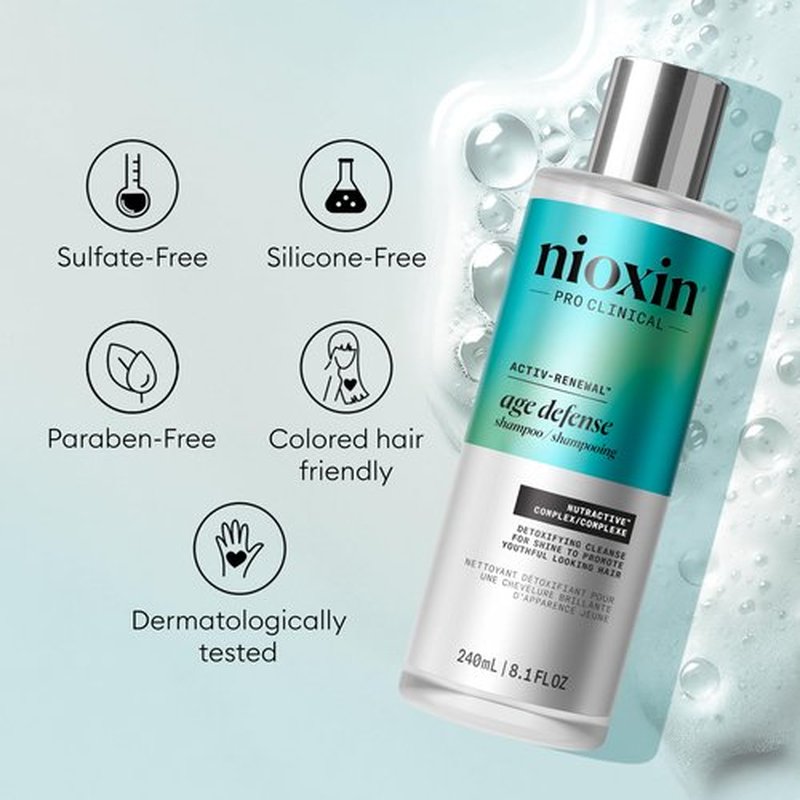 NIOXIN Age Defense Shampoo for Aging Hair | Detox Scalp Cleanser with Niacinamide | 1.6 Fl Oz | 50mL