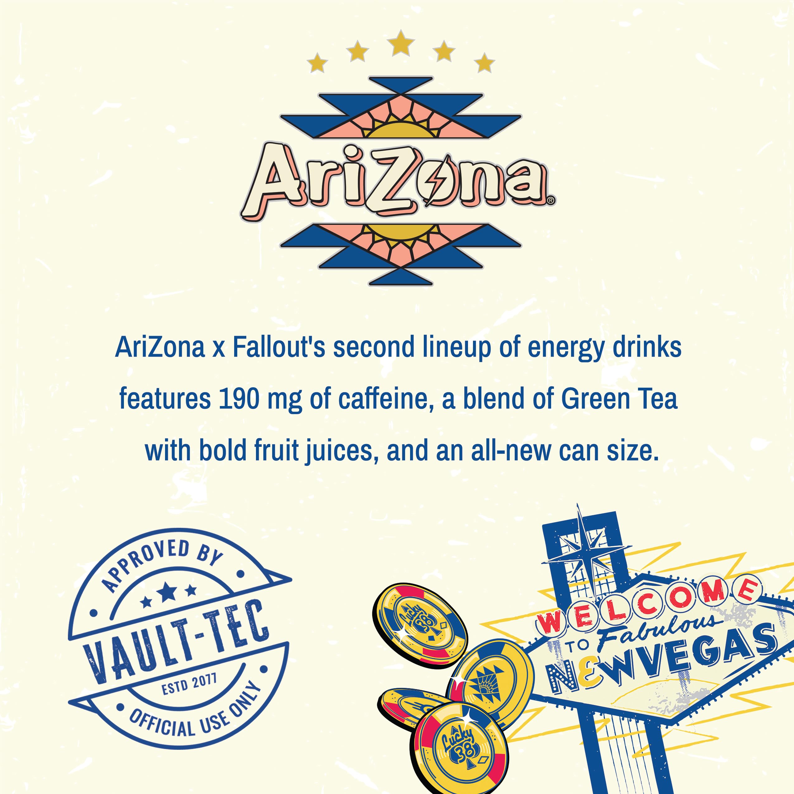 AriZona x Fallout Energy Drink - Green Tea Variety Pack, 15 fl oz (12 Pack)