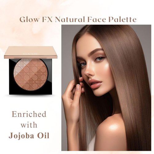 GA-DE Glow FX Natural Face Palette | Blush, Bronzer & Highlighter - Jojoba Oil Infused - 0.42 oz