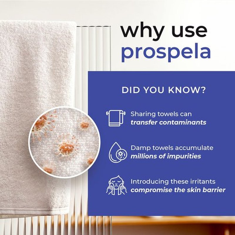 Prospela XL Disposable Face Towels (50 Count) – 100% Clean, Biodegradable Dry Wipes for Sensitive & Acne-Prone Skin – Extra Large & Ultra-Soft for Makeup Removal, Cleansing & Travel