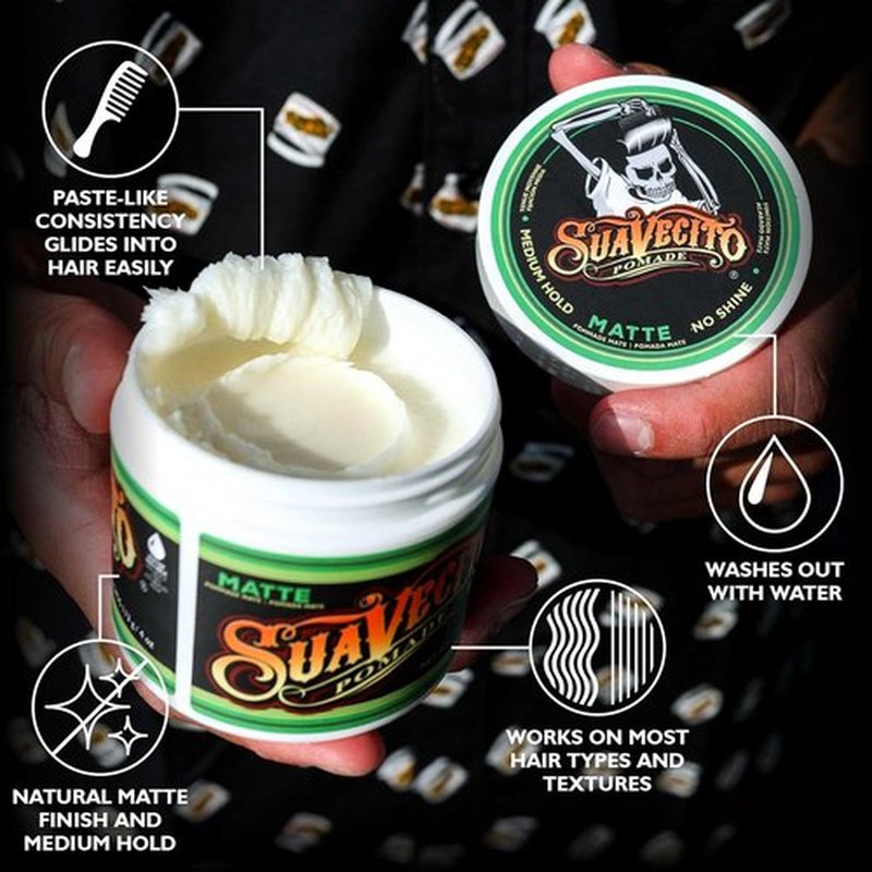 Suavecito Pomade - Matte Hair Paste for Natural Texture | Medium Hold, 2.3 oz, 1 Pack