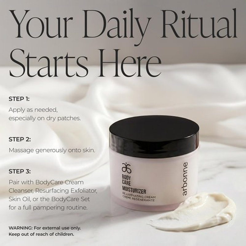 BodyCare Moisturizer Cream – Rich Hydrating Body Lotion with Omega 3-6-9, Shea, Aloe, and Vitamin E; Spa-Like Hydration for Daily Use, by Arbonne.