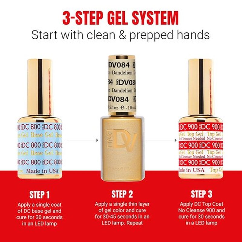 DND Gel Polish Coquette Collection - UV/LED Gel & Air Dry Nail Lacquer Duo | 084 Dandelion, 0.5 Fl Oz