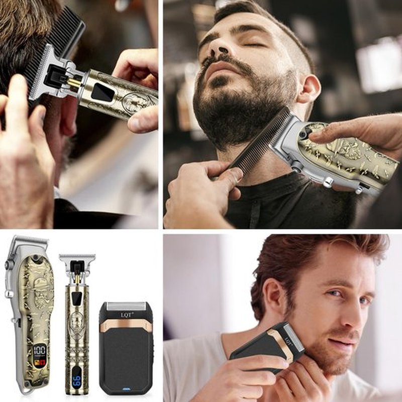 LQT Professional Hair Clipper Set for Men Electric Shaver Razor Cordless Hair Cutting Barber Clippers Beard Trimmer Men’s Grooming Kit Gifts for him (Bronze)