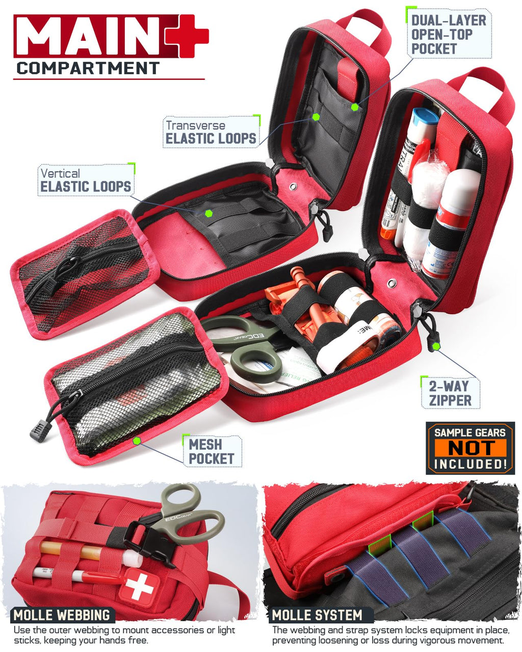 LIVANS 1000D First Aid Bag Empty Medical Ifak Pouch Molle EMT Pouches Rip-Away Tactical Military Trauma Emergency Medic Bag