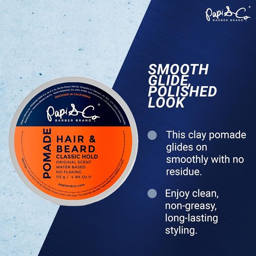 PAPI & CO. Men's Water-Based Pomade - Versatile, No Residue, Classic Hold - 115g