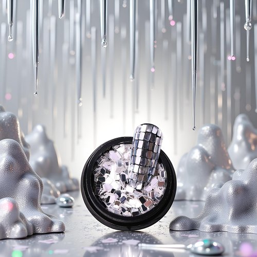Nail Sequins Silver Square Sequins Nail Art Supply for Nails Decoration Makeup DIY Arts Crafts Nail Art and Polish