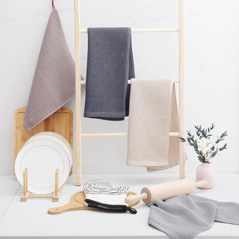 Homaxy 100% Cotton Waffle Weave Dish Towels - Ultra Soft & Absorbent | 13 x 28 Inches, 12-Pack, Mixed Colors