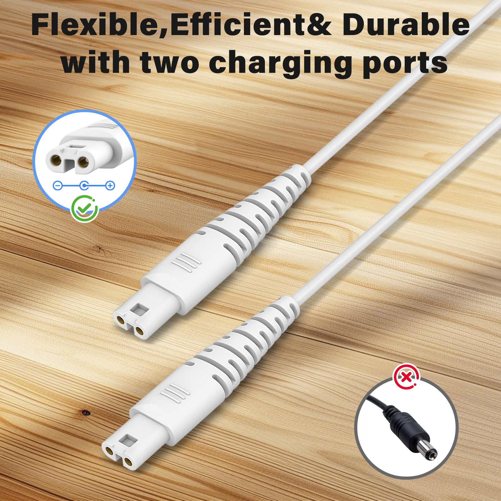 Cisain Replacement Charger Cord Compatible with Magic Wand HV-270, Power Cord Charging Cable for Magic Wand HV-270 Massager (White)