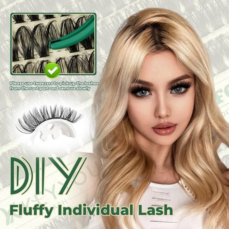 Lash Clusters 280Pcs Eyelash Clusters KEYYOU 60D D Curl 9-18MIX Clusters Lashes Thick Super Soft Wispy DIY Eyelash Extension at Home(60D-D,9-18MIX)