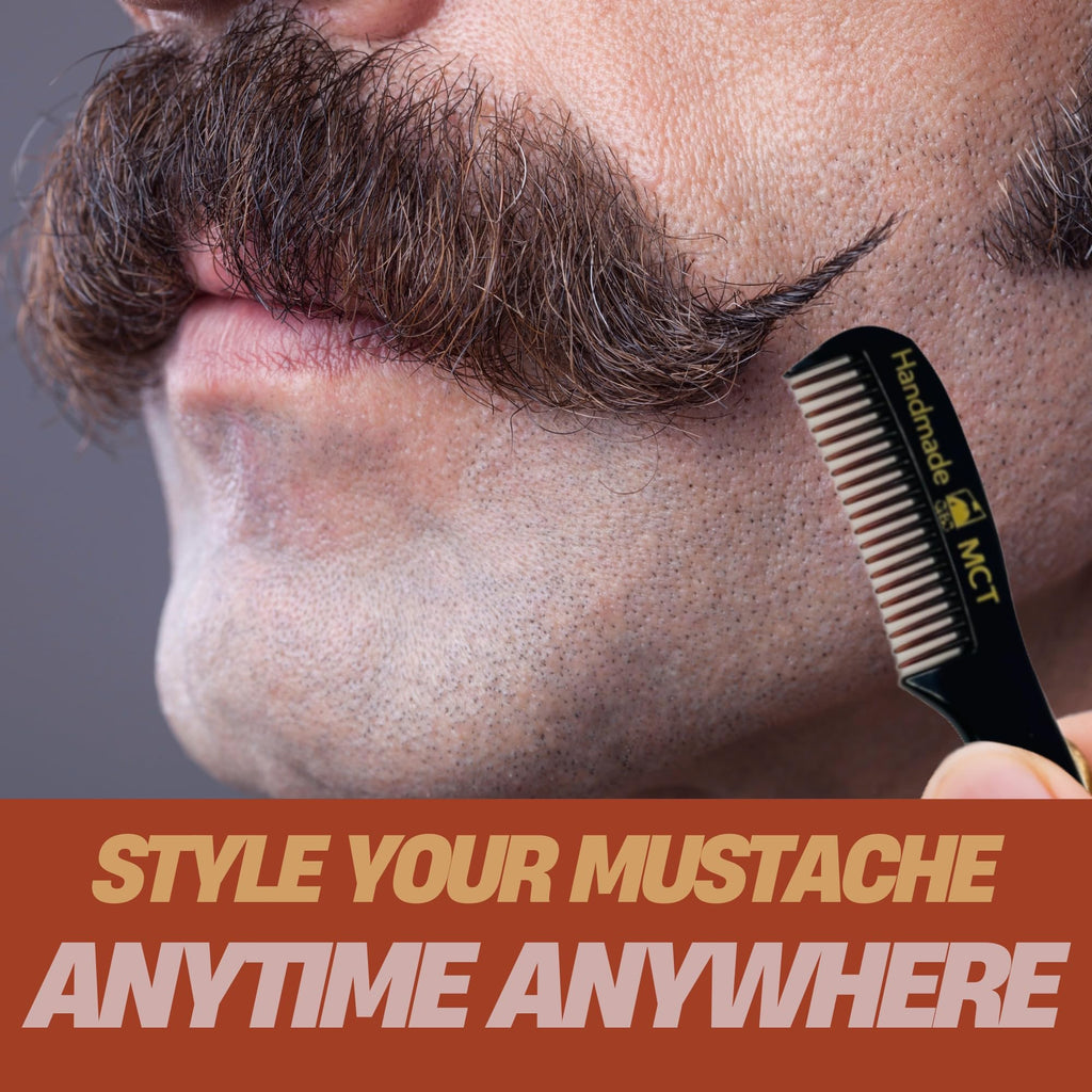G.B.S 3 Mustache Wax Set – Sandalwood, Sweet Tobacco & Unscented – Includes Pocket Mustache Comb & Unbreakable 5-in Fine & Coarse Comb – Strong Hold for Styling & Conditioning