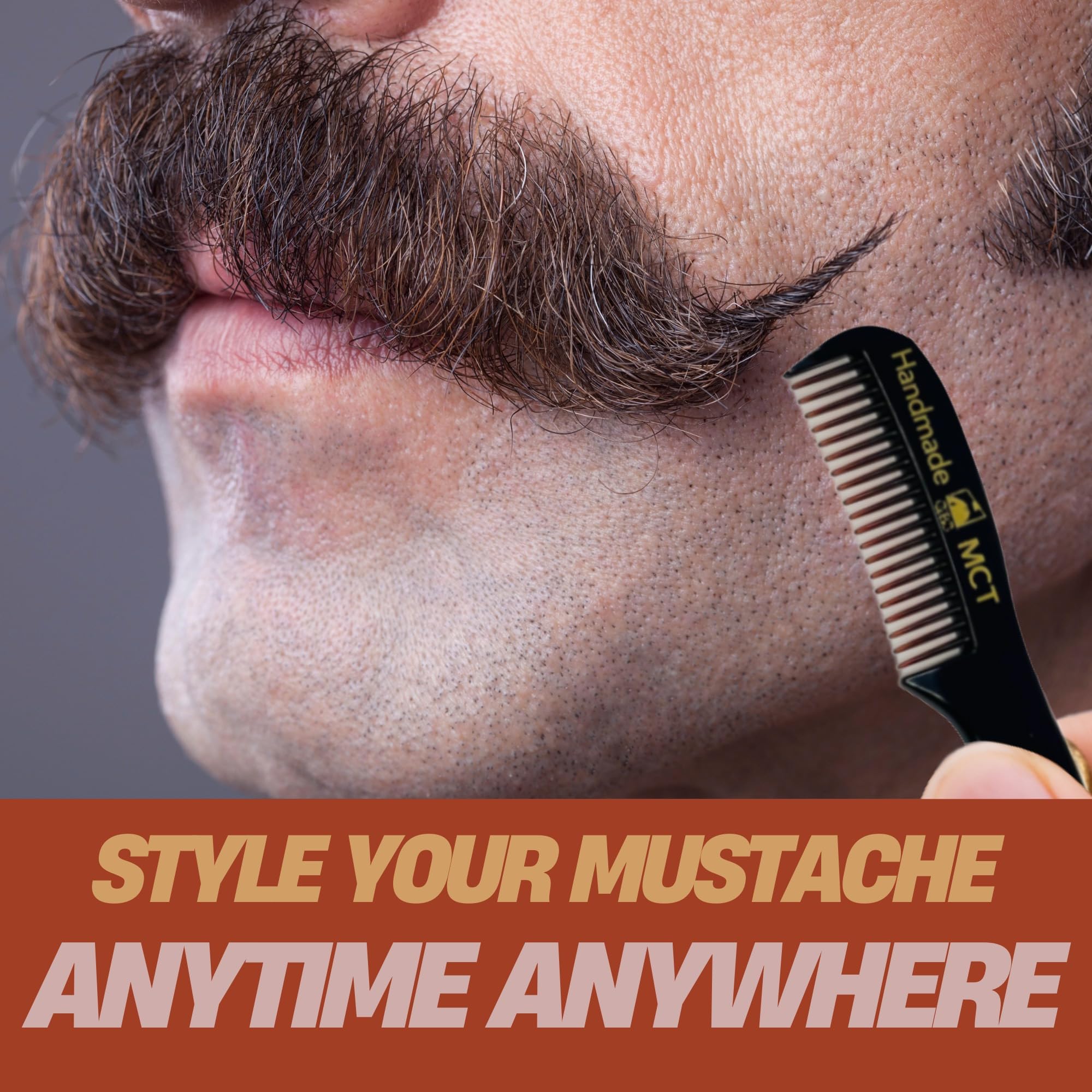 G.B.S 3 Mustache Wax Set – Sandalwood, Sweet Tobacco & Unscented – Includes Pocket Mustache Comb & Unbreakable 5-in Fine & Coarse Comb – Strong Hold for Styling & Conditioning