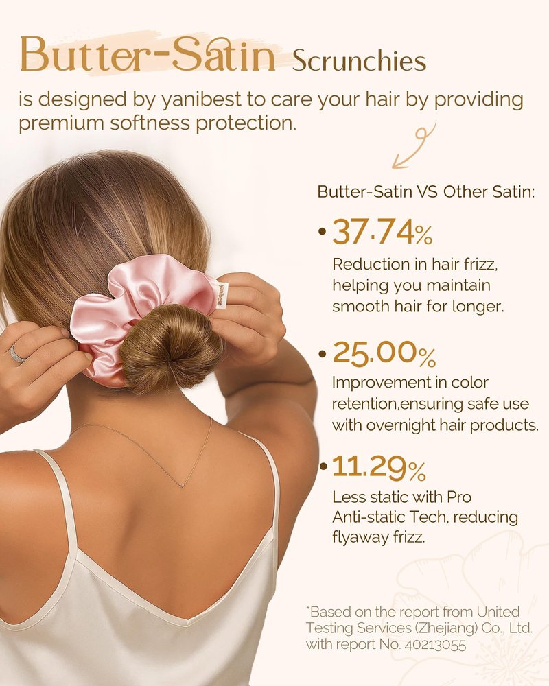 Yanibest 8 Pcs Satin Scrunchies - Silk Scrunchies Ponytail Holders,Soft Satin Hair Ties No Damage,Hair Accessories for Women