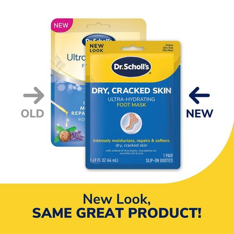 Dr. Scholl's Dry, Cracked Skin Ultra-Hydrating Foot Mask, Intensely Moisturizes & Rough, Dry Skin Ultra Exfoliating Foot Mask 3 Pack, Gently Peels and Softens