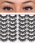 Veleasha Lashes 3D Faux Mink Lashes Fluffy False Eyelashes Natural Look 14 Pairs Lashes Pack Luxury Wispy Fake Eyelashes (3D07)