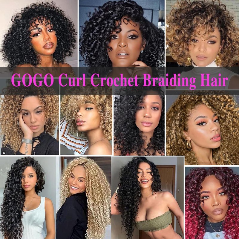 XSASLYET 10 Inch Pre Looped Crochet Hair for Black Women–Gogo Curl Curly Crochet Hair with Deep/Water/Ocean Wave Texture, Lightweight Synthetic Hair, Easy Install, Natural Look (8 Packs, 1B)