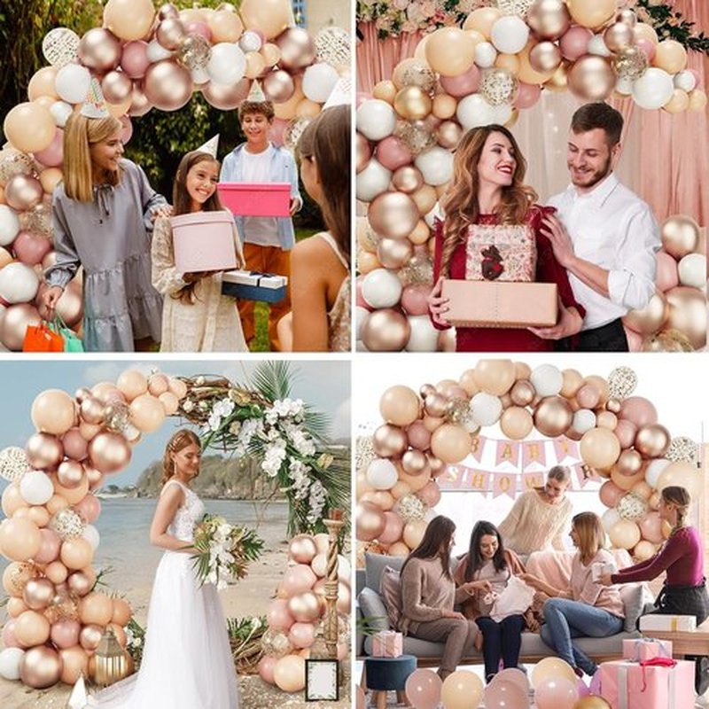 RUBFAC Blush Pink Balloon Garland Arch Kit - 130pcs for Birthday, Baby Shower & Boho Party Decor