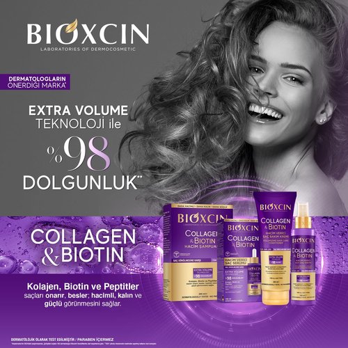BIOXCIN Collagen Biotin Shampoo Anti-Hair Loss for All Hair Types Volumizing Herbal Formula 3-Pack 300 ML