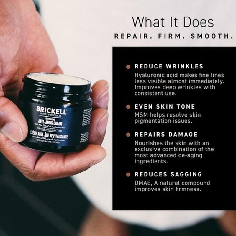 Brickell Men's Revitalizing Anti-Aging Cream - Natural Face Moisturizer to Reduce Fine Lines | 2 Oz