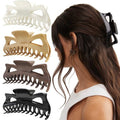 LILIEBE 5.5” Large Mello Claw Clips for Long Thick Hair, Silicone Flexible Hair Clips for Women, Soft Jaw Clips (Latte-4pcs)