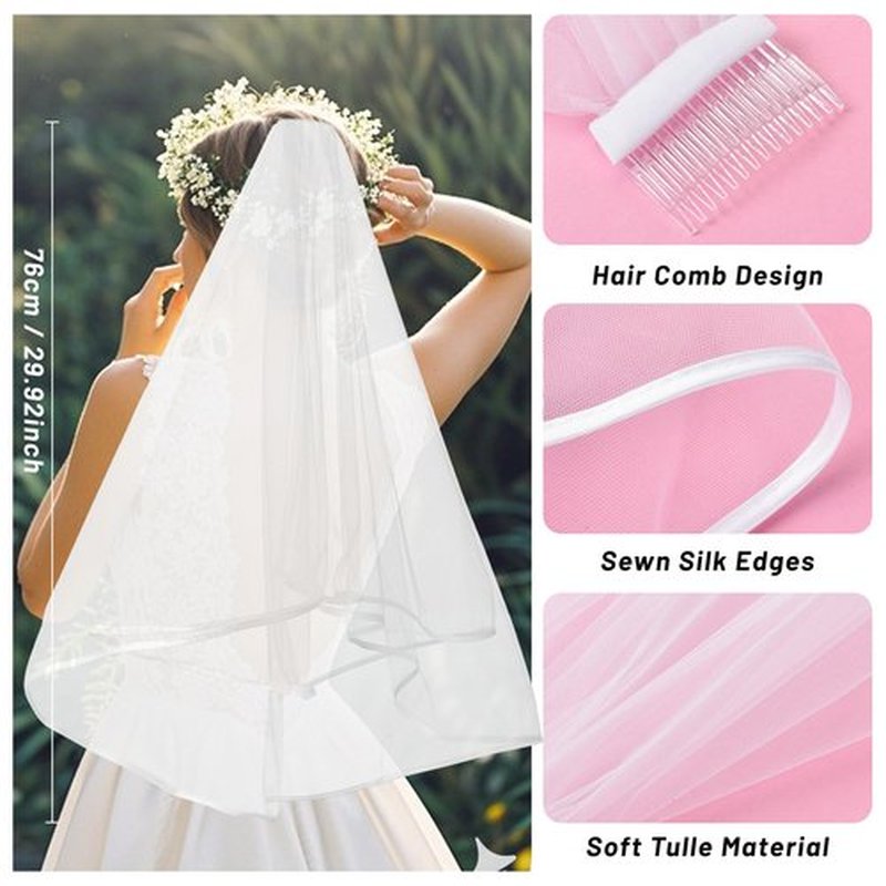 SUVO Pearl Bride Headband with Veil - Perfect for Bridal Shower and Bachelorette Party Decorations or Gifts