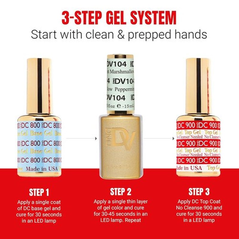 DND Gel Polish Set - Coquette Collection | Chip-Free UV/LED Gel & Air Dry Nail Lacquer Duo - 104 Peppermint Marshmallow, 0.5 Fl Oz