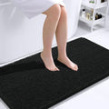OLANLY Bathroom Runner Rugs - Extra Soft Chenille Bath Mats | Quick Dry, Machine Washable, 44x24 Inches, Black