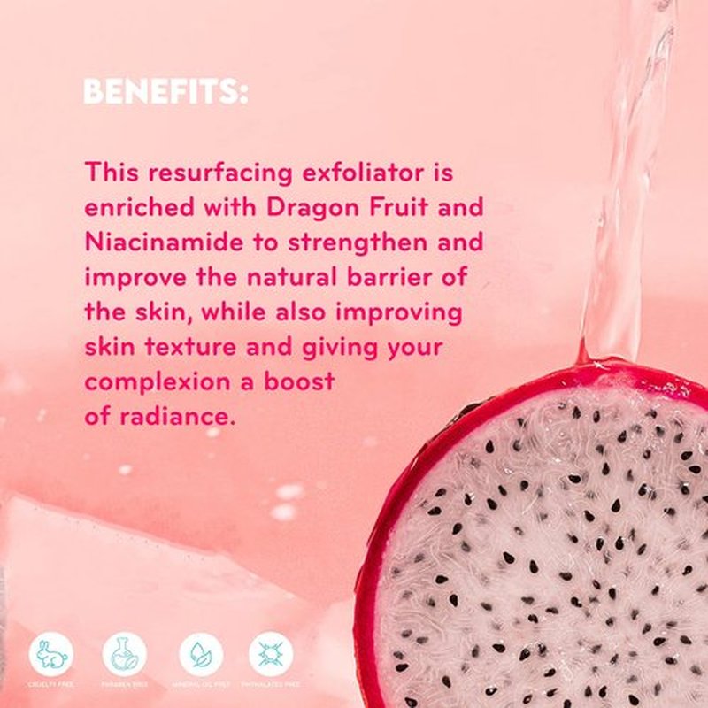 pürlisse Dragonfruit + Niacinamide Face Exfoliator Scrub - Exfoliating Face Wash for Radiance & Improved Texture - Strengthens Skin Barrier, Reduces Blemishes & Fights Signs of Aging (1.7 Fl oz)