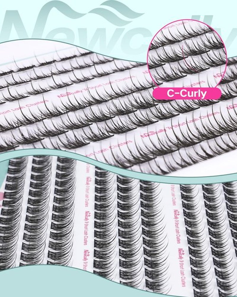 Natural Lash Clusters Kit Short 8-12MM Eyelash Clusters Wispy Cluster Eyelash Extensions Lash Extension Kit C-Curly Cluster Lashes Long-lasting Effect by Newcally