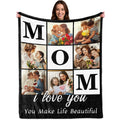 Savilediy Ship Next Day Mothers Day Photo Gifts for Mom from Daughter Son Kids, Custom Blanket with Picture Text for Adult, Personalized Birthday Gifts for Mommy Mama Women Her Wife
