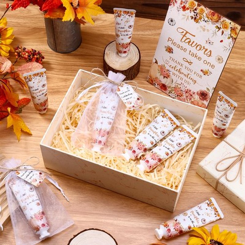 50 Sets Hand Cream Baby Shower Hand Lotion Gifts Travel Size Hand Lotion Bulk with Organza Bags Thank You Cards Wooden Sign Appreciation Gifts For Wedding Baby Shower Party Favors For Guests(30ml)