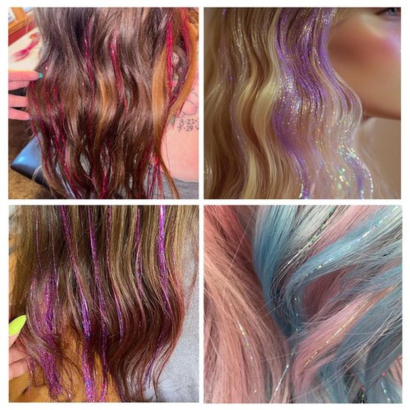 Hair Tinsel Kit 18 Colors, 8000 Strands, 48 Inches Heat-Resistant Glitter Hair Extensions with Application Tools, Holographic Fairy Hair Tinsel for Girls & Kids, For Christmas, Halloween (18 colors)
