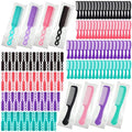 Baderke 144 Pack Individually Wrapped Hair Brushes Combs Set for Homeless, Detangling Brush Widen Combs for Curly Hair Suitable for Women Men Shelter Nursing Hotel Church Charity Supplies(4 Colors)