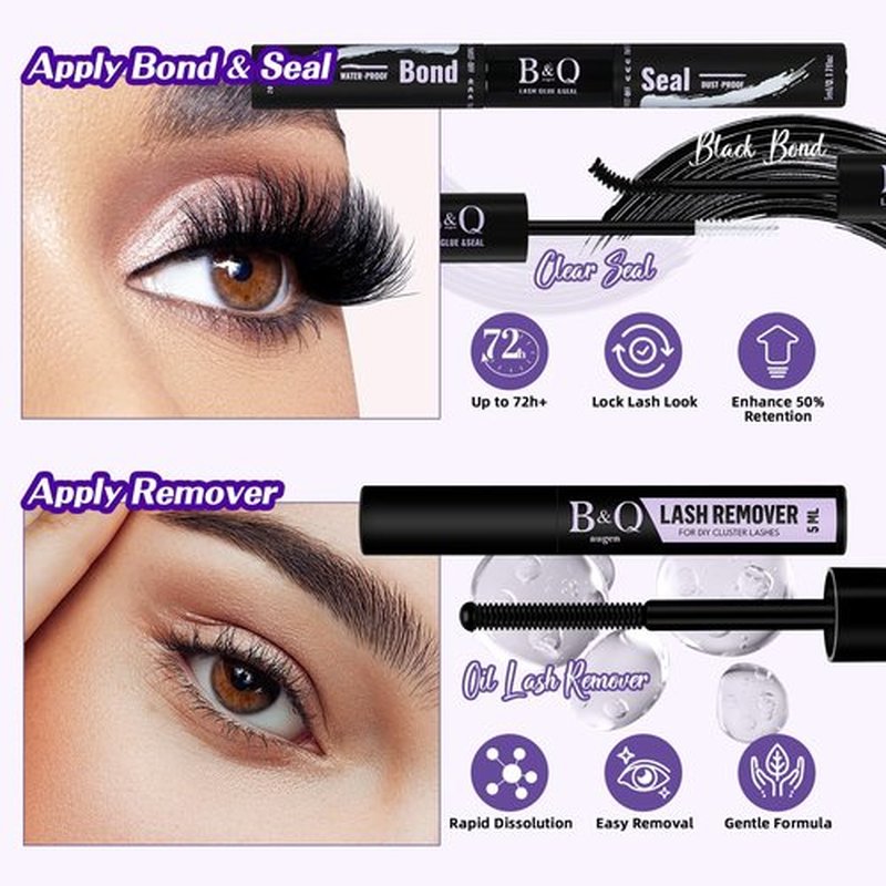 B&Q Fluffy Lash Clusters Kit 100D+200D Dramatic Eyelash Clusters Kit 10-18MM 0.05MM Wispy Lash Thick Volume DIY Individual Lashes 3D Mega Eye Lashes Suitable for Beginners at Home(KIT-100D+200D)
