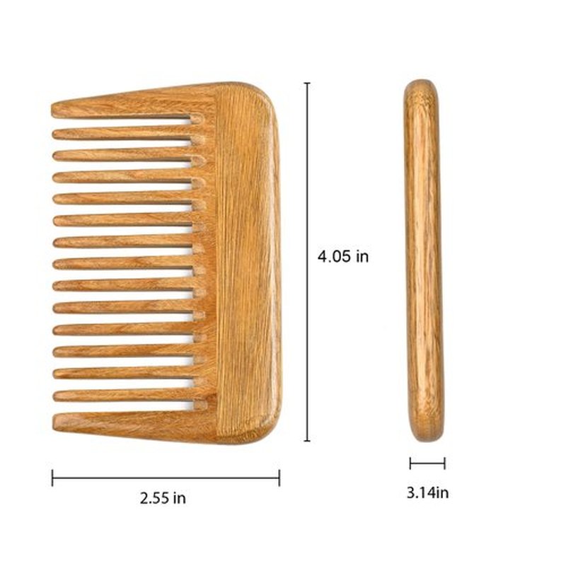 Onedor Handmade 100% Natural Green Sandalwood Hair Combs - Anti-Static Sandalwood Scent Natural Hair Detangler Wooden Comb (Wide Tooth Mini Pocket Comb)