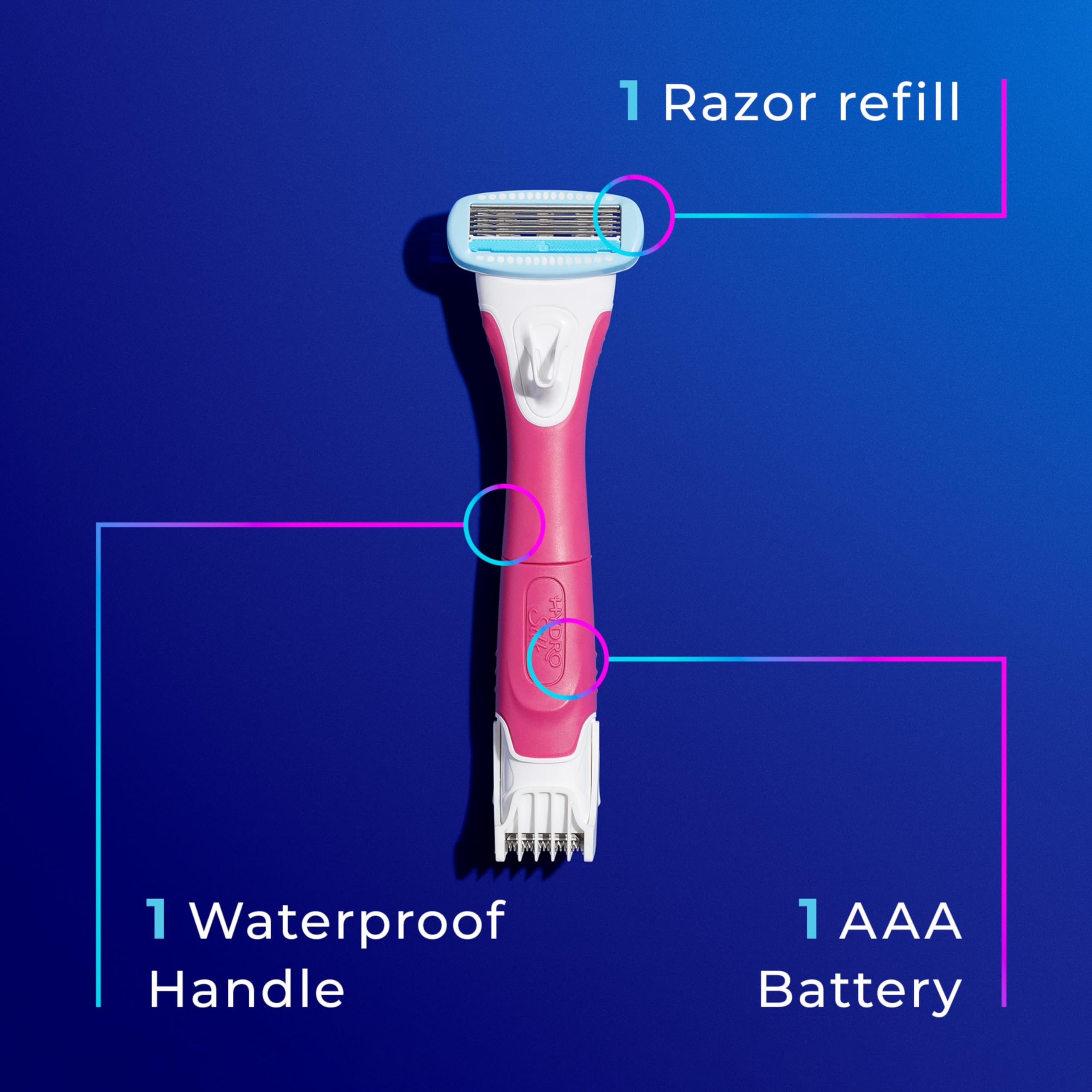 Schick Hydro Silk TrimStyle Moisturizing Razor for Women with Bikini Trimmer,1 Count (Pack of 2)
