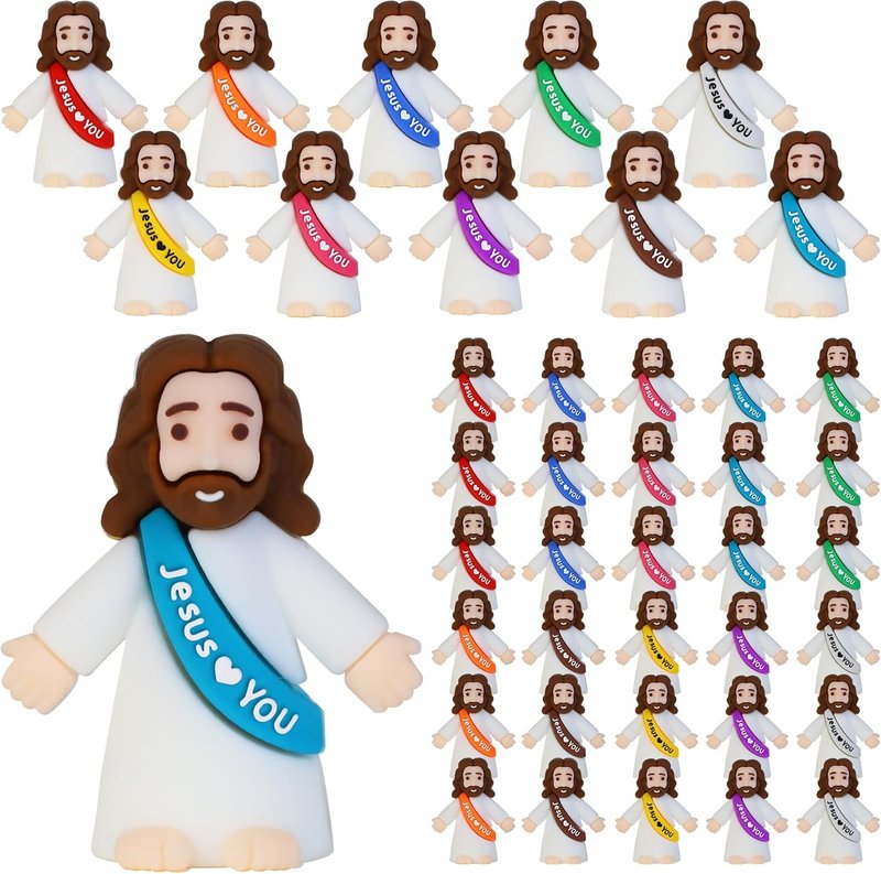 Bamamon Mini Jesus Figurines - 30 Pcs Easter Party Favors | Perfect for Sunday School & Baptism Gifts