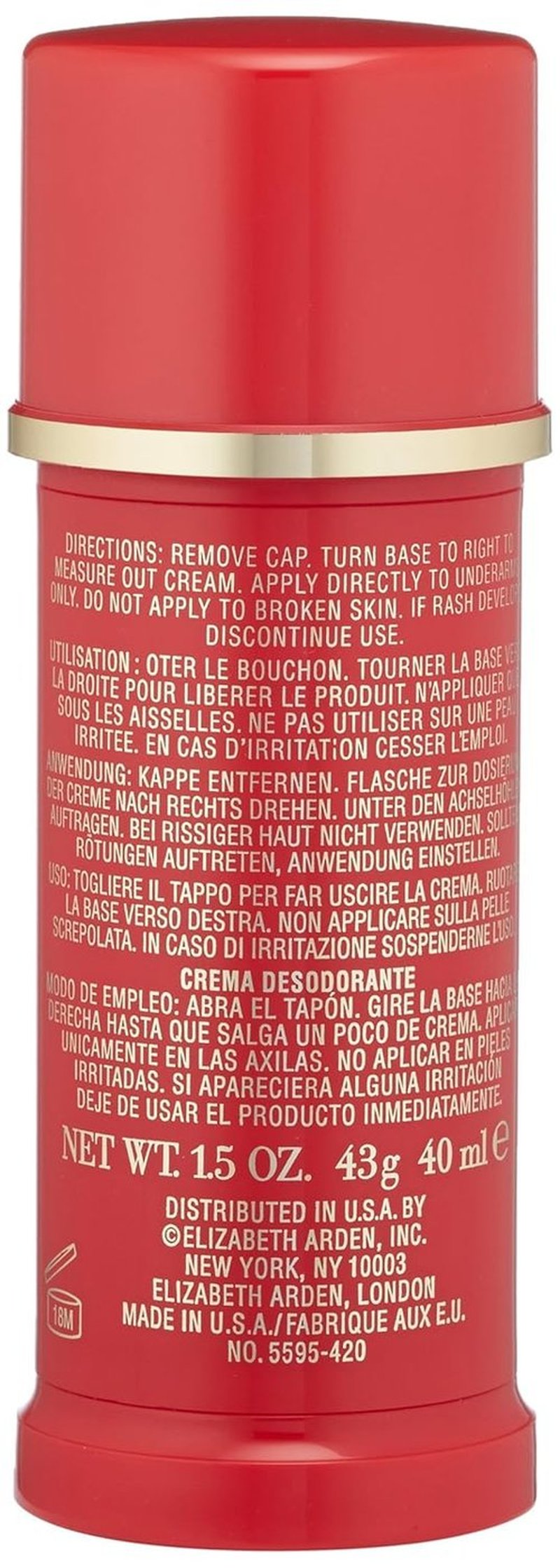 Elizabeth Arden Red Door Deodorant Cream - Long-Lasting Freshness | 1.5 oz